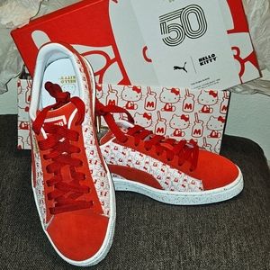 NEW with box! PUMA Suede x Hello Kitty Bright Red 2018 50th Anniversary size 7.5